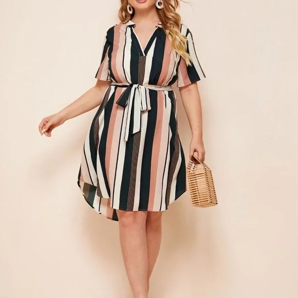 short sleeve women's shein dresses Shein Womens Heart Printed Round Neck Split Hem Casual Short Sleeve Summer Dress Price